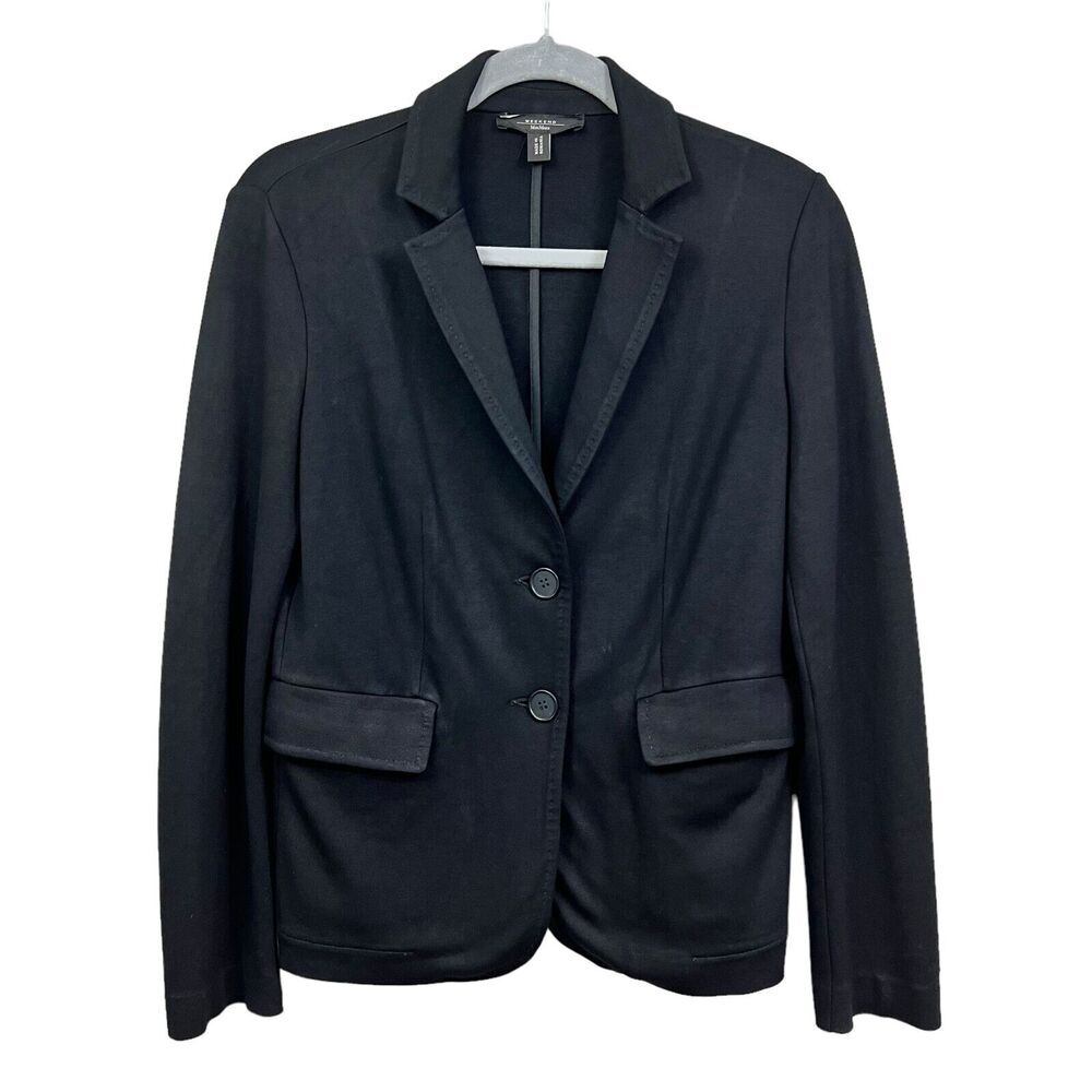 Weekend Max Mara Womens Knit Blazer Collared Two Button Vented Black Size M*
